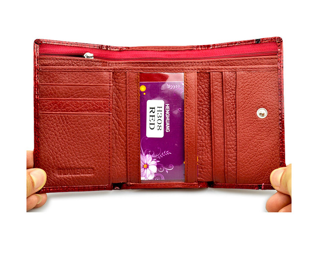 Portfel i portmonetka damskie z naturalnej skóry - mała, krótka kopertówka z miejscem na monety i luksusowa torebka - Wianko - 21