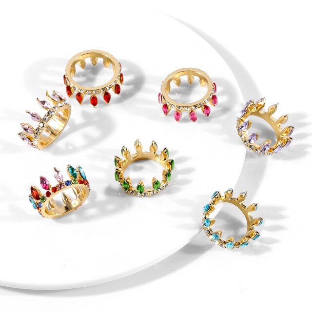 Korona złota z kolorowymi kryształami dla kobiet - biżuteria gotycka 2021 - Wianko - 1