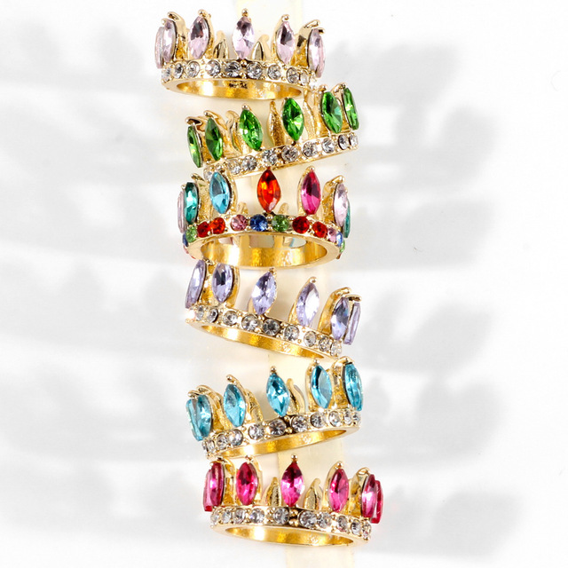 Korona złota z kolorowymi kryształami dla kobiet - biżuteria gotycka 2021 - Wianko - 3