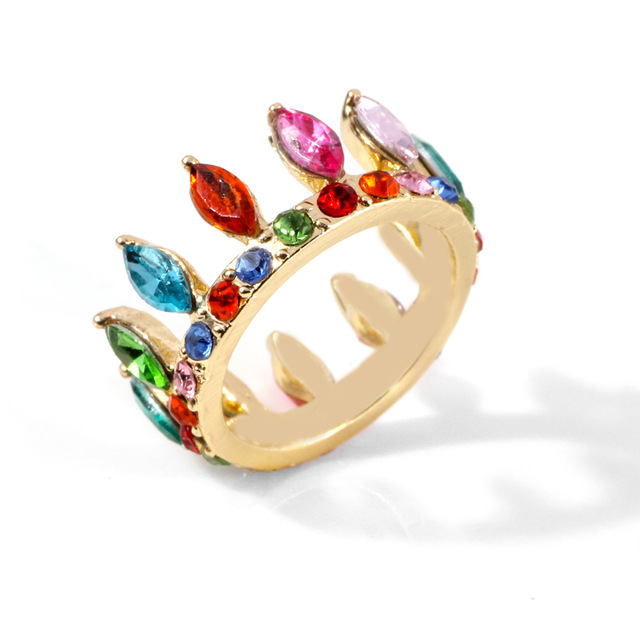 Korona złota z kolorowymi kryształami dla kobiet - biżuteria gotycka 2021 - Wianko - 9