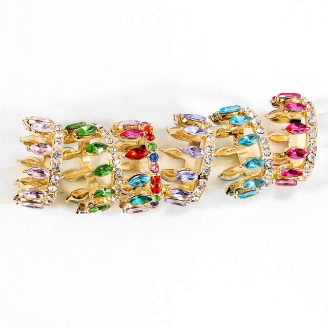 Korona złota z kolorowymi kryształami dla kobiet - biżuteria gotycka 2021 - Wianko - 4