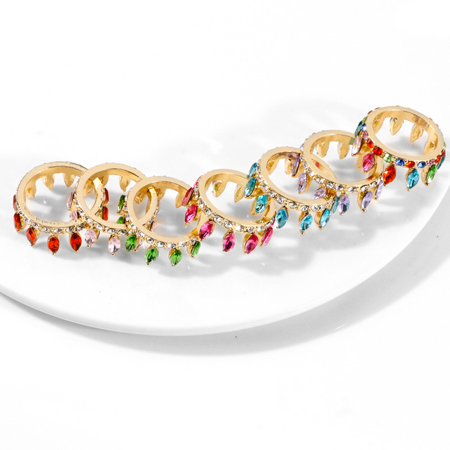 Korona złota z kolorowymi kryształami dla kobiet - biżuteria gotycka 2021 - Wianko - 2