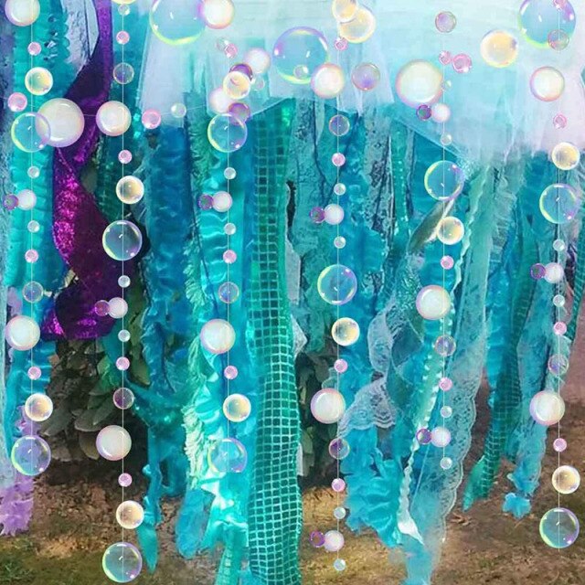 Dekoracje świąteczne podwodne - kolorowe bańki, girlandy, koło wiszące, banner - temat oceaniczny, urodziny dla małej syrenki - Wianko - 1