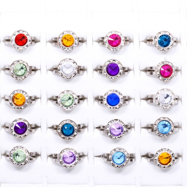 Pierścień z 20 sztukami ślicznych błyszczących okrągłych kryształów Rhinestone, w kolorze złotym lub srebrnym, dla dziewczyn, dla dzieci+ - Wianko - 2