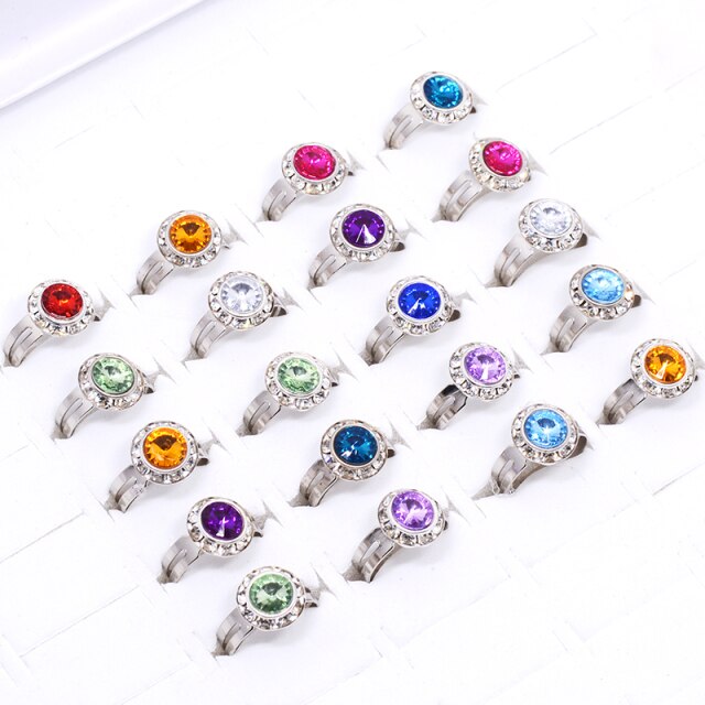 Pierścień z 20 sztukami ślicznych błyszczących okrągłych kryształów Rhinestone, w kolorze złotym lub srebrnym, dla dziewczyn, dla dzieci+ - Wianko - 3