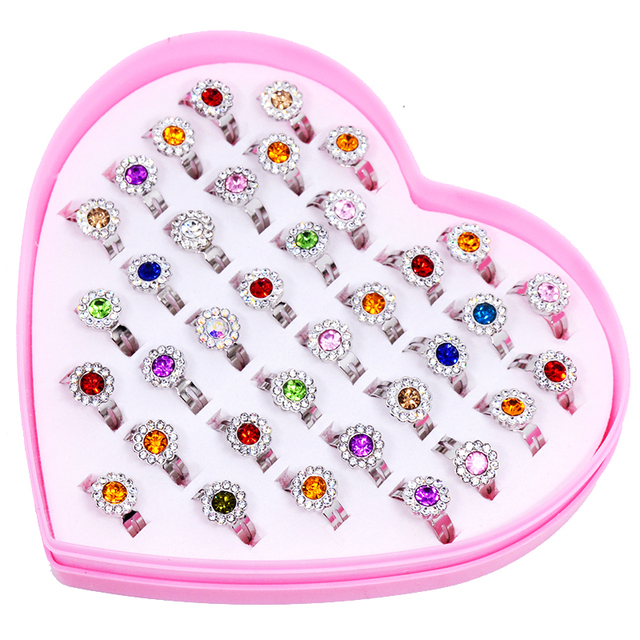 Pierścień z 20 sztukami ślicznych błyszczących okrągłych kryształów Rhinestone, w kolorze złotym lub srebrnym, dla dziewczyn, dla dzieci+ - Wianko - 8