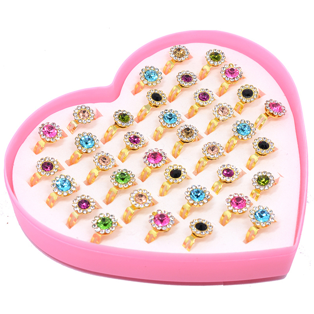 Pierścień z 20 sztukami ślicznych błyszczących okrągłych kryształów Rhinestone, w kolorze złotym lub srebrnym, dla dziewczyn, dla dzieci+ - Wianko - 10