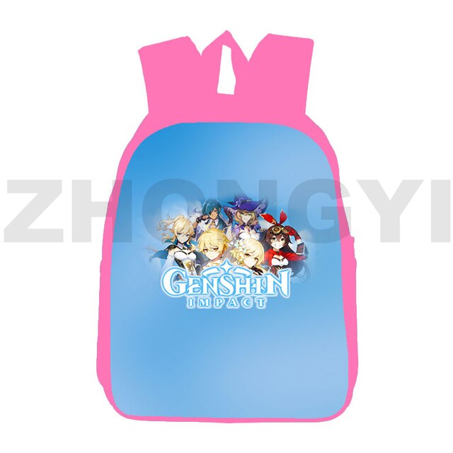 Plecak podróżny Genshin wpływ 12/16 Cal Bookbag różowy Kawaii torby 3D Anime ozdobiony zamkiem dla nastolatków - Wianko - 12