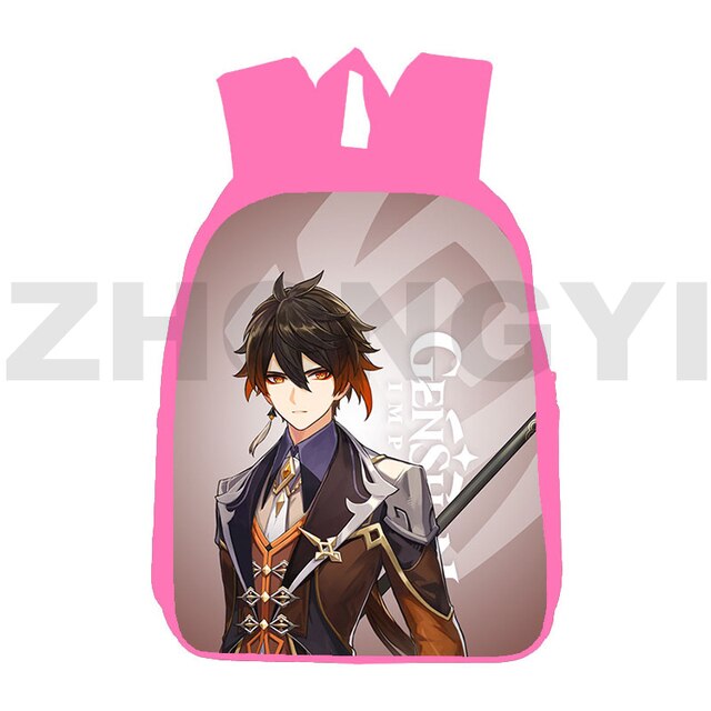 Plecak podróżny Genshin wpływ 12/16 Cal Bookbag różowy Kawaii torby 3D Anime ozdobiony zamkiem dla nastolatków - Wianko - 2