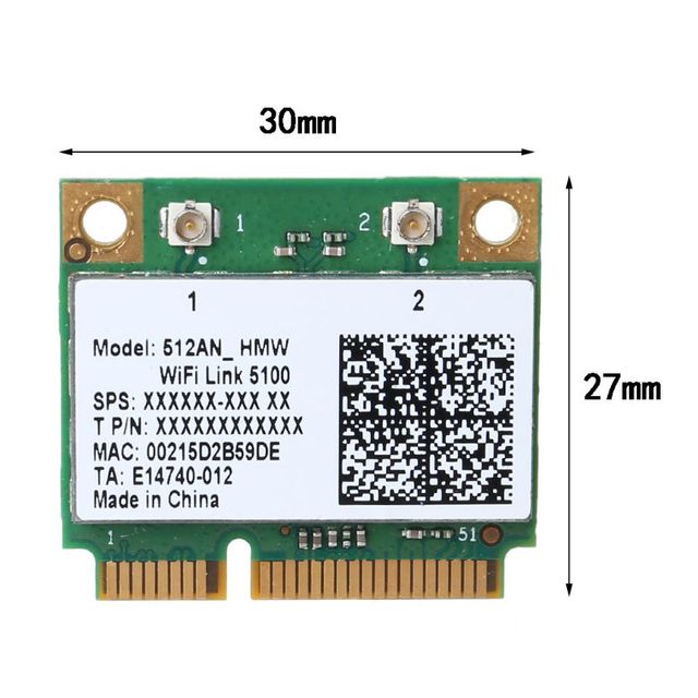 Dwuzakresowa karta bezprzewodowa 300 mb/s Intel Wifi 5100 512AN_HMW Mini PCI-e Wlan 2.4G/5Ghz 802.11 a/g/n dla laptopów - Wianko - 2