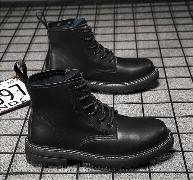Czarne buty męskie casual business office na platformie z prawdziwej skóry - Wianko - 16