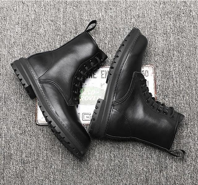 Czarne buty męskie casual business office na platformie z prawdziwej skóry - Wianko - 9