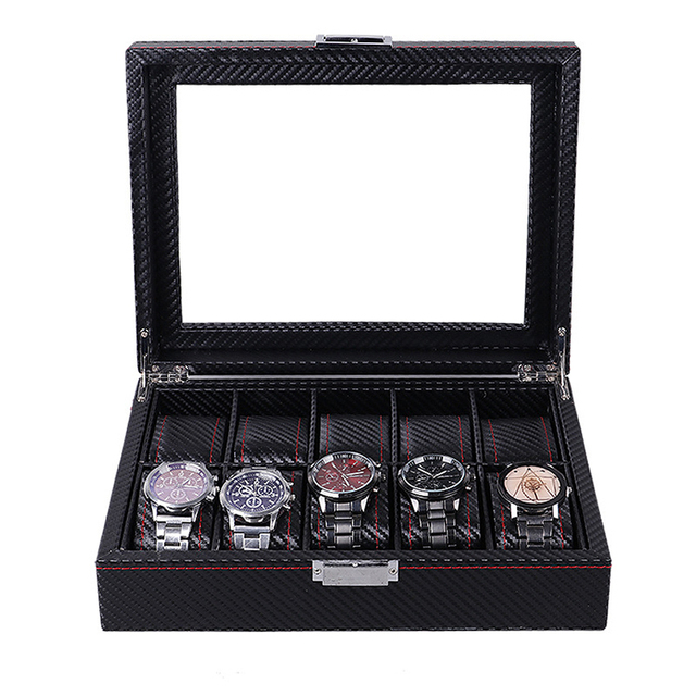 Męskie przenośne pudełko do przechowywania zegarków - nowe, skórzane; 3/10 slotów, z uchwytami - Wianko - 3
