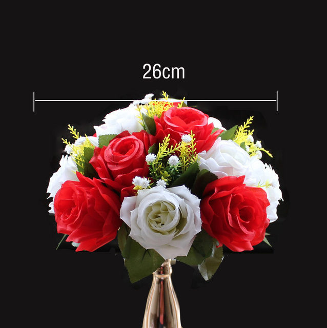 Łyszcząca kula sztucznych kwiatów o wysokości 26cm - dekoracyjne ozdoby na środek stołu lub łuk ślubny - Wianko - 8