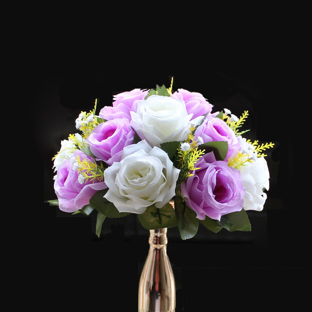 Łyszcząca kula sztucznych kwiatów o wysokości 26cm - dekoracyjne ozdoby na środek stołu lub łuk ślubny - Wianko - 10