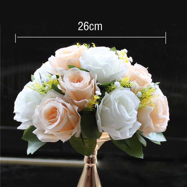 Łyszcząca kula sztucznych kwiatów o wysokości 26cm - dekoracyjne ozdoby na środek stołu lub łuk ślubny - Wianko - 6