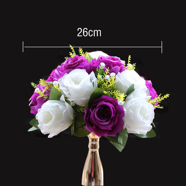 Łyszcząca kula sztucznych kwiatów o wysokości 26cm - dekoracyjne ozdoby na środek stołu lub łuk ślubny - Wianko - 9