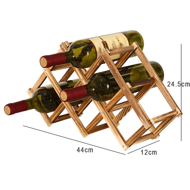 Siatki drewniane stojak na wino 3/6/10 butelek - składana szafka do przechowywania i wyświetlania wina - Wianko - 1