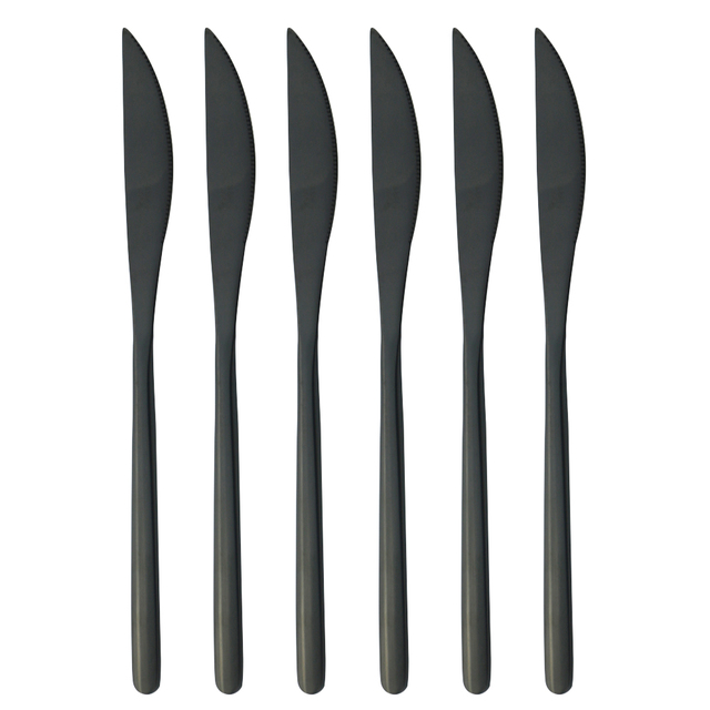 Czarny zestaw stołowy 6 sztuk w koreańskim stylu, nóż obiadowy i stalowe sztućce ze stali nierdzewnej - Wianko - 2
