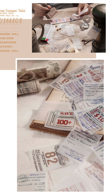 Notatnik biurowy serii Retro z 30 arkuszami, w formacie biletów, z papierowego materiału, z możliwością blaknięcia, idealny do scrapbookingu, ozdobnictwa i tworzenia pamiętników, wraz ze specjalnymi etykietami i planerem - Wianko - 7