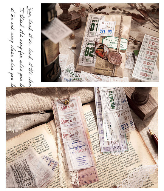 Notatnik biurowy serii Retro z 30 arkuszami, w formacie biletów, z papierowego materiału, z możliwością blaknięcia, idealny do scrapbookingu, ozdobnictwa i tworzenia pamiętników, wraz ze specjalnymi etykietami i planerem - Wianko - 16