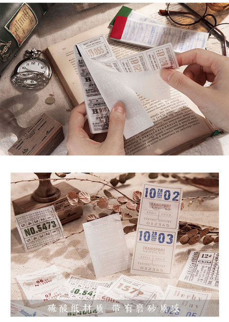 Notatnik biurowy serii Retro z 30 arkuszami, w formacie biletów, z papierowego materiału, z możliwością blaknięcia, idealny do scrapbookingu, ozdobnictwa i tworzenia pamiętników, wraz ze specjalnymi etykietami i planerem - Wianko - 5