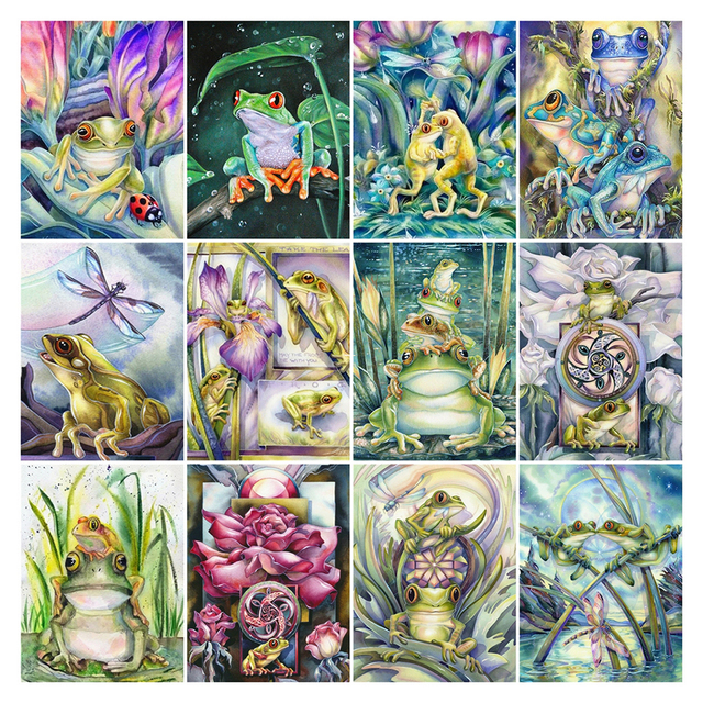 Hobby prezent - Pełny obraz w hafcie diamentowym 5D zwierząt - Fantasy żaba - Kwadratowe wiertło - Mozaika dekoracje mebli - Wianko - 2