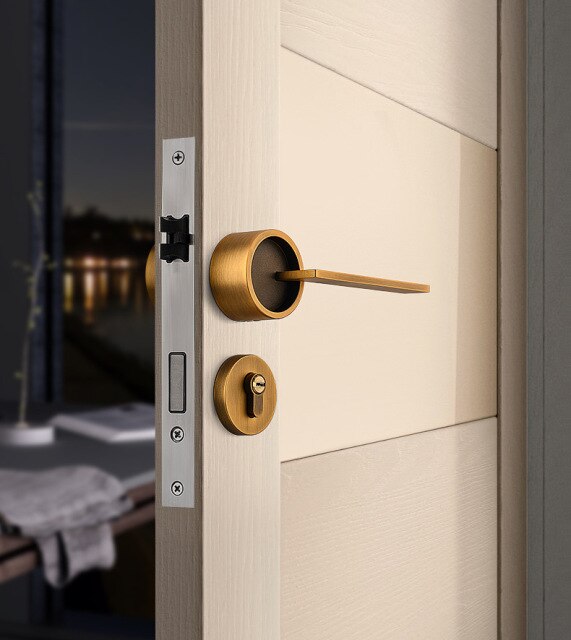 Zamek drzwi w stylu skandynawskim WSHYUFEI - cynkowy stop, klamka wewnętrzna, bezpieczny cylinder blokujący, wyciszenie - gospodarstwo domowe - Wianko - 12