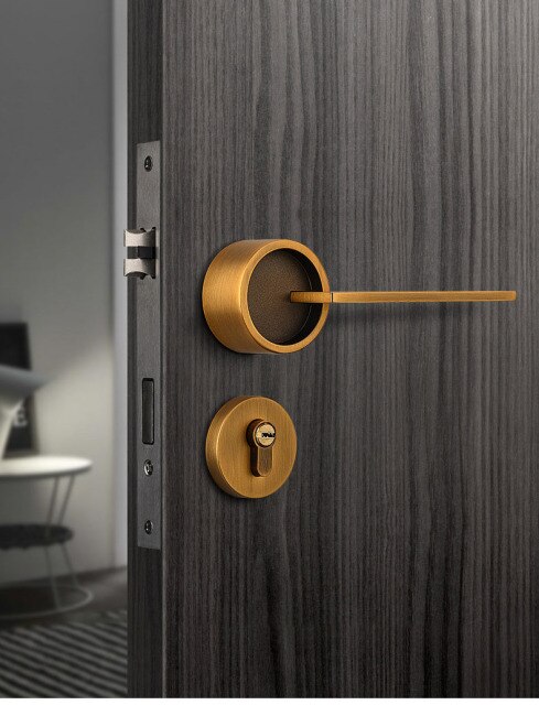 Zamek drzwi w stylu skandynawskim WSHYUFEI - cynkowy stop, klamka wewnętrzna, bezpieczny cylinder blokujący, wyciszenie - gospodarstwo domowe - Wianko - 8