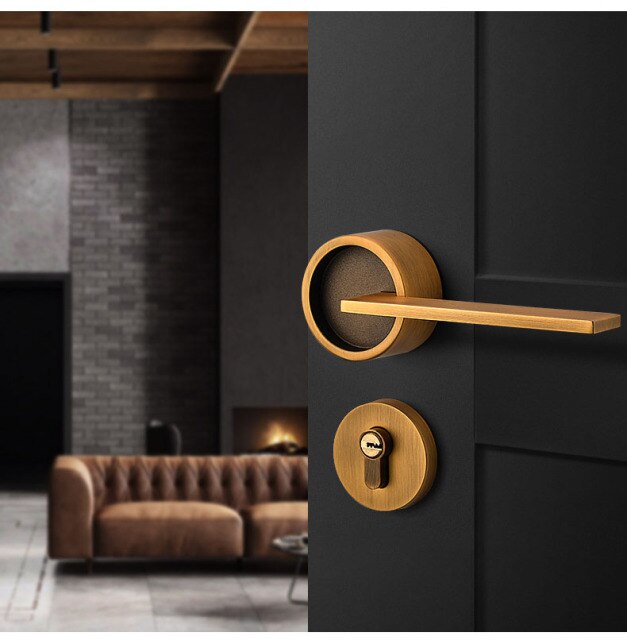 Zamek drzwi w stylu skandynawskim WSHYUFEI - cynkowy stop, klamka wewnętrzna, bezpieczny cylinder blokujący, wyciszenie - gospodarstwo domowe - Wianko - 2