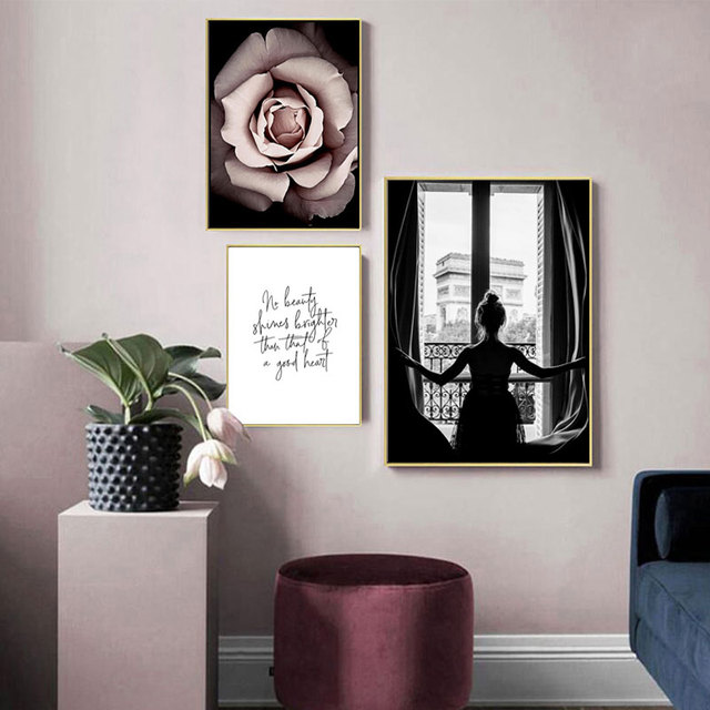 Modny plakat z różowym kwiatem w stylu skandynawskim - dekoracja ściany na płótnie, nowoczesne malarstwo do salonu - Wianko - 7