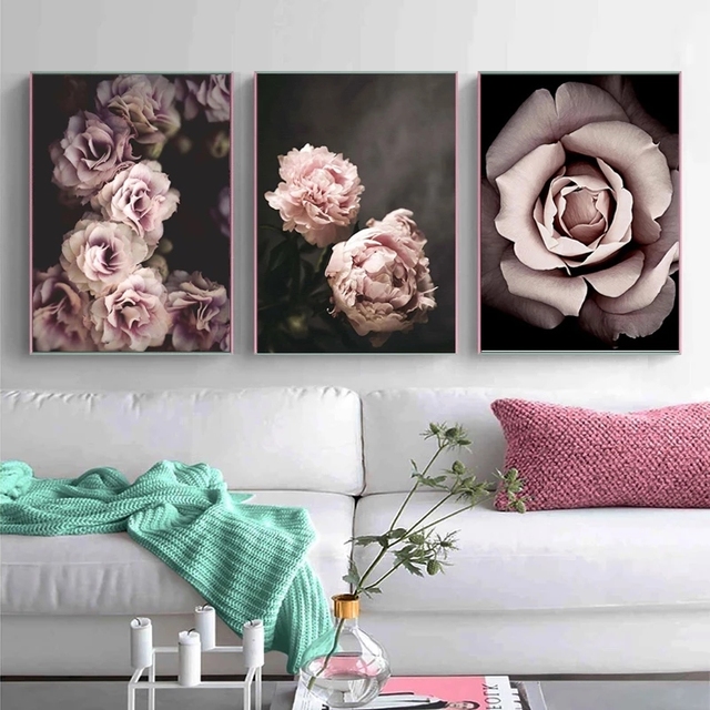 Modny plakat z różowym kwiatem w stylu skandynawskim - dekoracja ściany na płótnie, nowoczesne malarstwo do salonu - Wianko - 5