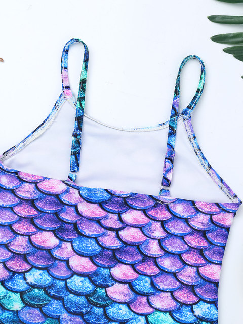 Stroje kąpielowe dla małych dziewczynek: Syrenka Tankini Bikini z kolorowym drukiem w łuskowym wzorze - Wianko - 8