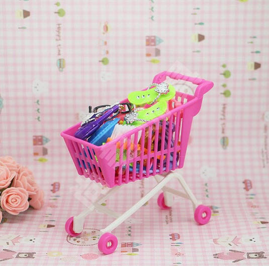 Domek dla lalek Mini z wózkiem na zakupy do supermarketu dla lalki Barbie - akcesoria do przechowywania - Wianko - 3