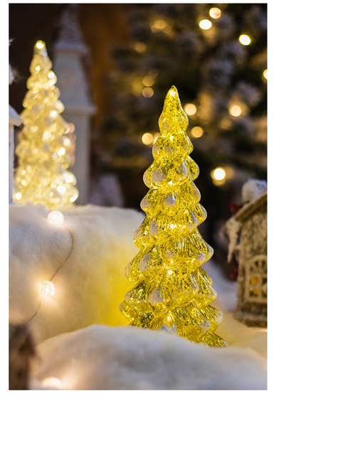 Crystal Led Light Tree - Boże Narodzenie, święty Mikołaj, Snowman, obracająca się rzeźba, zimowe dekoracje do domu na imprezę - Wianko - 20