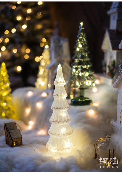 Crystal Led Light Tree - Boże Narodzenie, święty Mikołaj, Snowman, obracająca się rzeźba, zimowe dekoracje do domu na imprezę - Wianko - 17