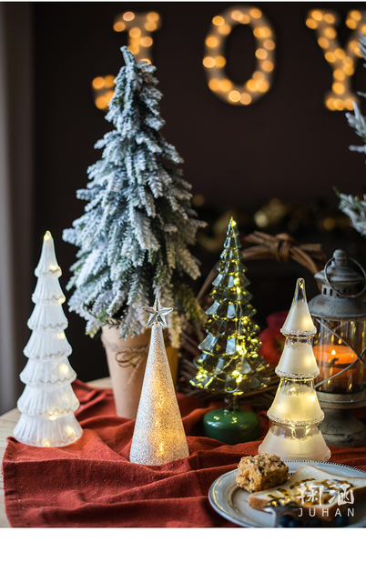 Crystal Led Light Tree - Boże Narodzenie, święty Mikołaj, Snowman, obracająca się rzeźba, zimowe dekoracje do domu na imprezę - Wianko - 7