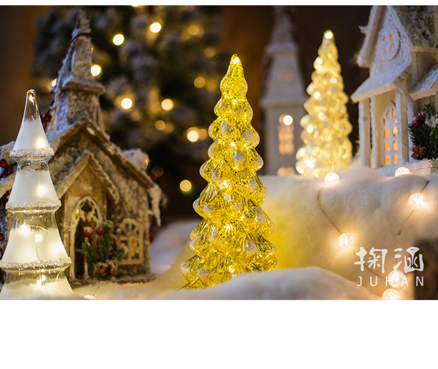 Crystal Led Light Tree - Boże Narodzenie, święty Mikołaj, Snowman, obracająca się rzeźba, zimowe dekoracje do domu na imprezę - Wianko - 19