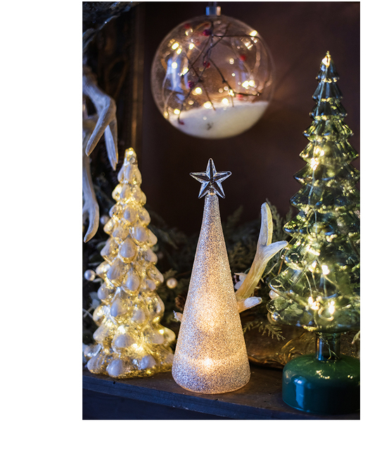Crystal Led Light Tree - Boże Narodzenie, święty Mikołaj, Snowman, obracająca się rzeźba, zimowe dekoracje do domu na imprezę - Wianko - 4