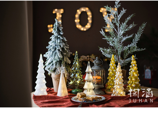 Crystal Led Light Tree - Boże Narodzenie, święty Mikołaj, Snowman, obracająca się rzeźba, zimowe dekoracje do domu na imprezę - Wianko - 6