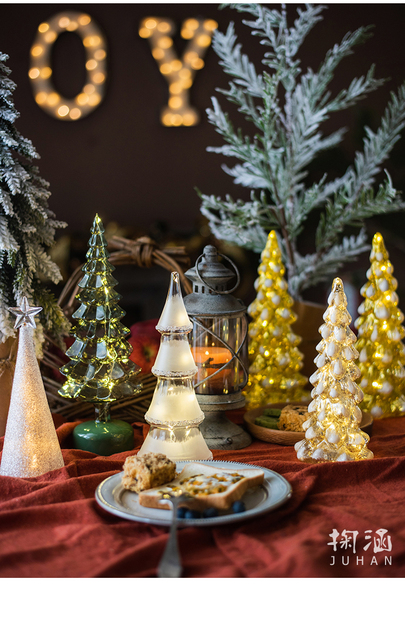 Crystal Led Light Tree - Boże Narodzenie, święty Mikołaj, Snowman, obracająca się rzeźba, zimowe dekoracje do domu na imprezę - Wianko - 13