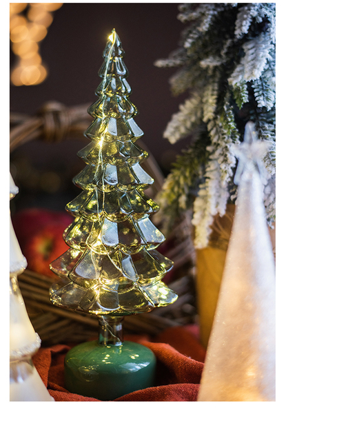 Crystal Led Light Tree - Boże Narodzenie, święty Mikołaj, Snowman, obracająca się rzeźba, zimowe dekoracje do domu na imprezę - Wianko - 8