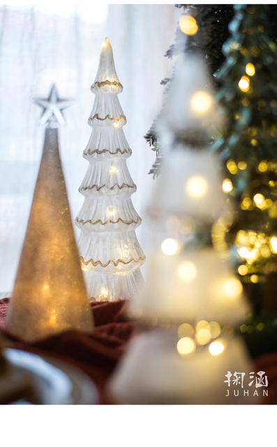 Crystal Led Light Tree - Boże Narodzenie, święty Mikołaj, Snowman, obracająca się rzeźba, zimowe dekoracje do domu na imprezę - Wianko - 10