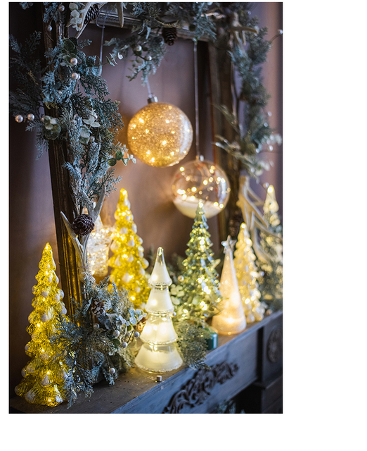 Crystal Led Light Tree - Boże Narodzenie, święty Mikołaj, Snowman, obracająca się rzeźba, zimowe dekoracje do domu na imprezę - Wianko - 3