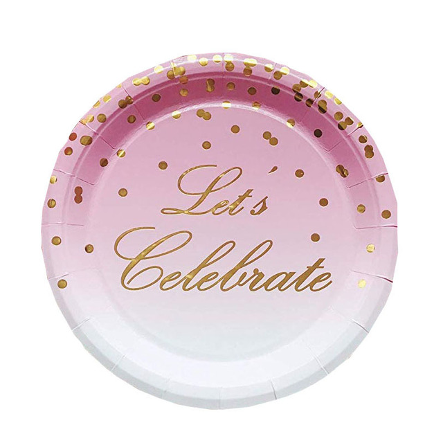24 szt. Różowy papierowy talerz w kolorze różowego złota - dekoracje do Baby Shower, imprez urodzinowych i przyjęć dla dorosłych - Wianko - 3