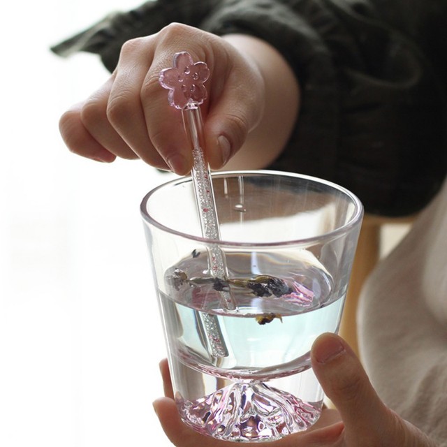Sakura Kocie Pazury - Łyżka mieszająca serca z diamentami i szklanym kijem do soków i napojów mrożonych - Wianko - 7