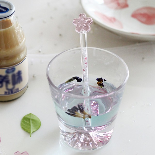 Sakura Kocie Pazury - Łyżka mieszająca serca z diamentami i szklanym kijem do soków i napojów mrożonych - Wianko - 6