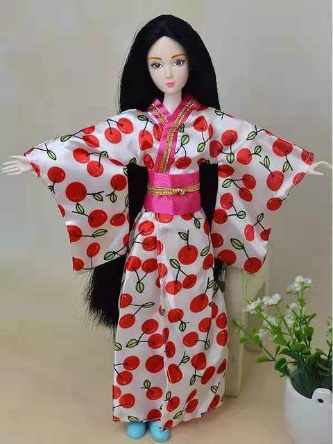 Japońskie Kimono sukienki dla lalki BJD 1/6 – długi Yukata kostium 11.5 - Wianko - 4