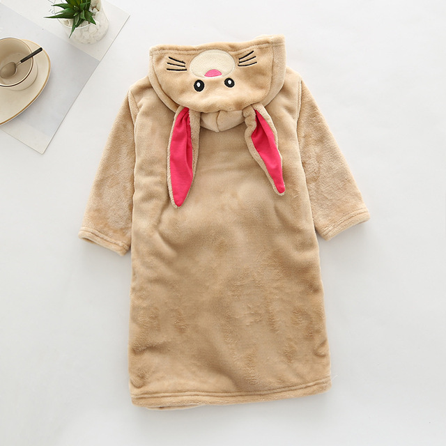 Szlafrok dziecięcy z kapturem w motyw kreskówkowy, bawełniana bluza nocna z uszami królika - Wianko - 27