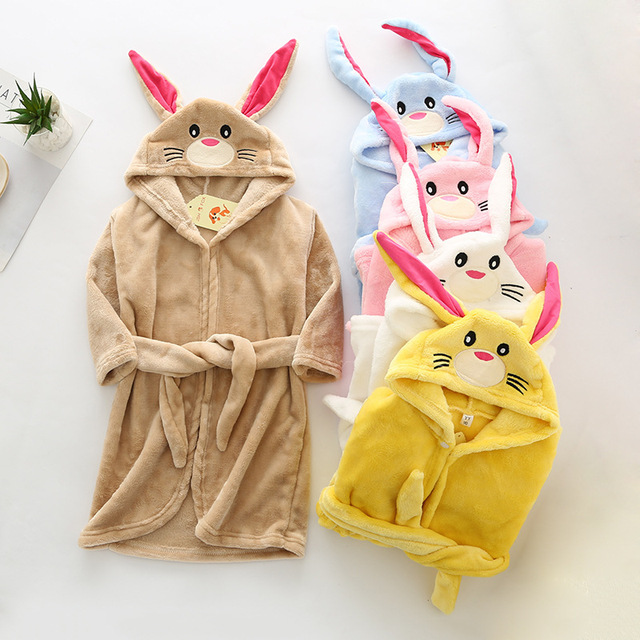 Szlafrok dziecięcy z kapturem w motyw kreskówkowy, bawełniana bluza nocna z uszami królika - Wianko - 21